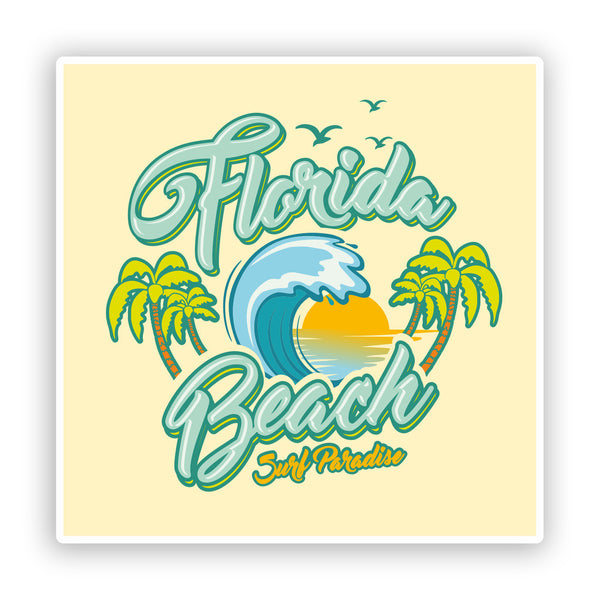 2 x Florida Beach Surf Paradise Vinyl Stickers Travel Luggage #7614