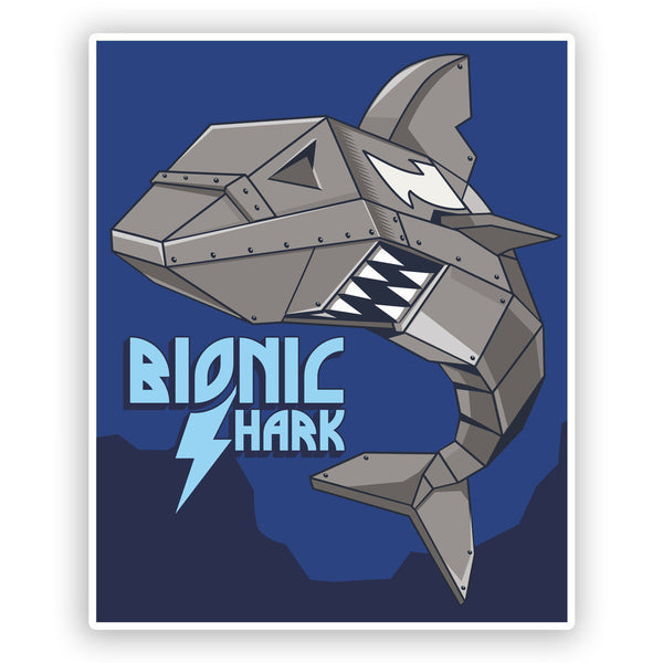 2 x Bionic Shark Funny Vinyl Stickers Travel Luggage #7626