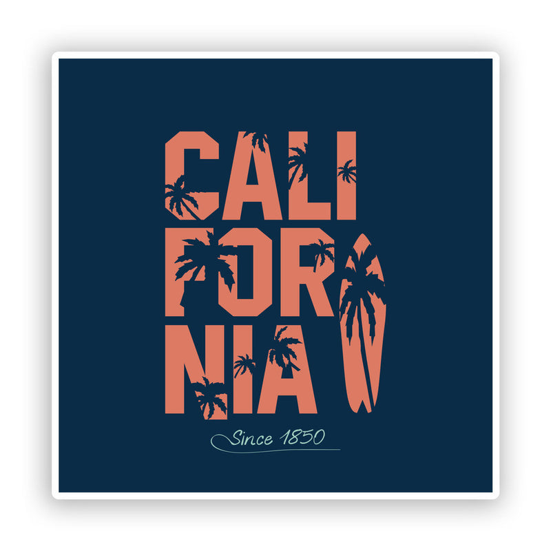 2 x California Surf Surfing  Since 1850 Vinyl Stickers Travel Luggage