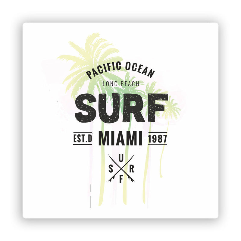 2 x Miami Surf Pacific Ocean Summer Vinyl Stickers Travel Luggage