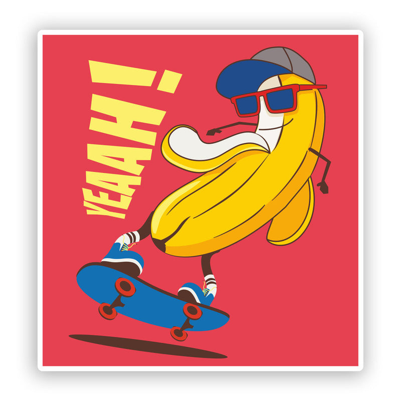2 x Yeahh! Funny Banana Vinyl Stickers Skateboarding