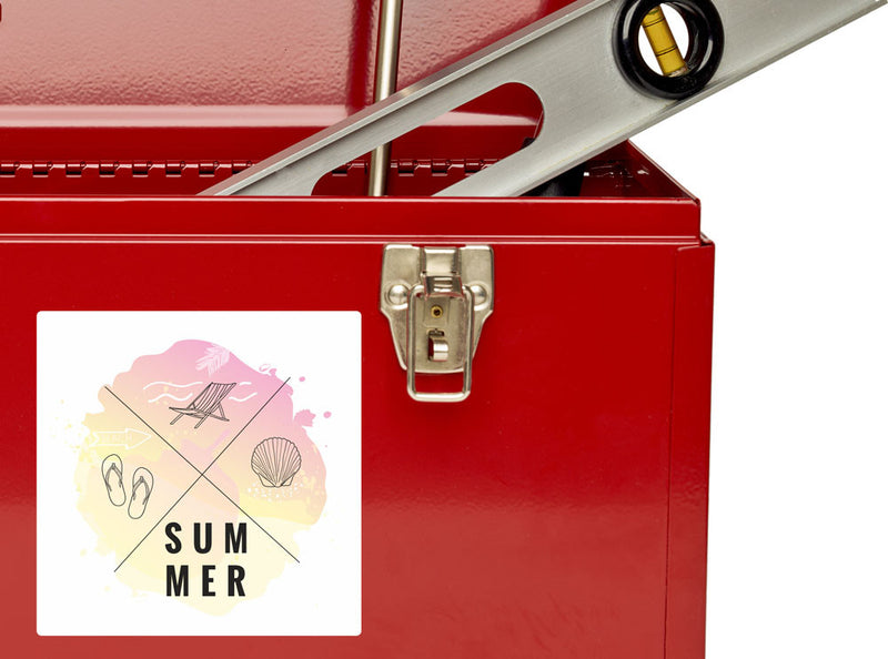 2 x Summer Time Vinyl Stickers Travel Luggage