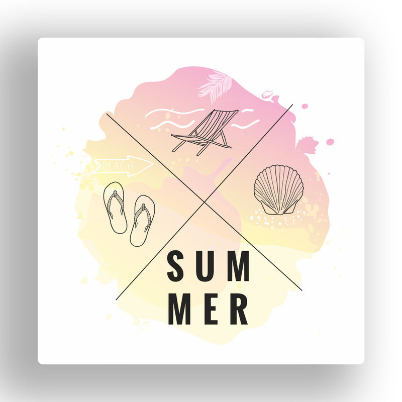 2 x Summer Time Vinyl Stickers Travel Luggage