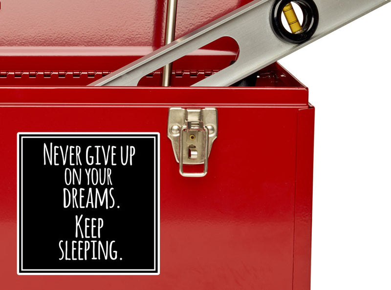 2 x Never Give Up On Your Dreams Funny Vinyl Sticker