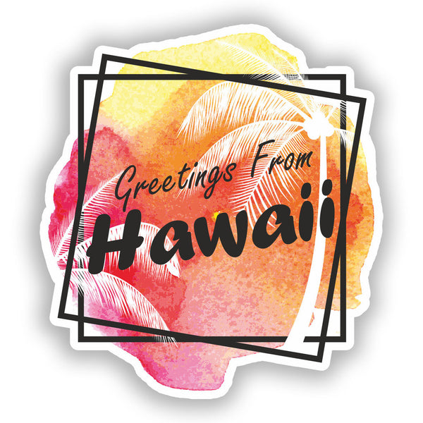 2 x Greetings From Hawaii Vinyl Stickers Travel Luggage #7662