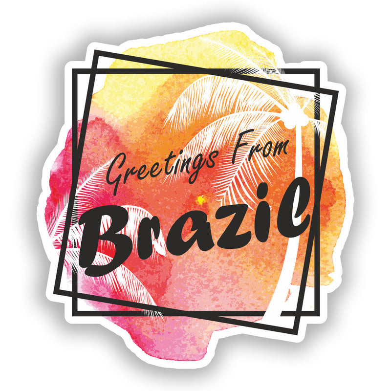 2 x Greetings From Brazil Vinyl Stickers Travel Luggage