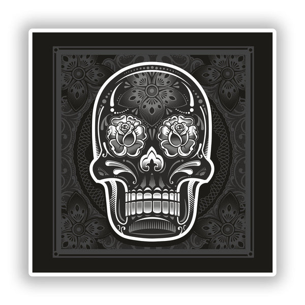 2 x Sugar Skull Vinyl Stickers Scary Horror Halloween Creepy #7675