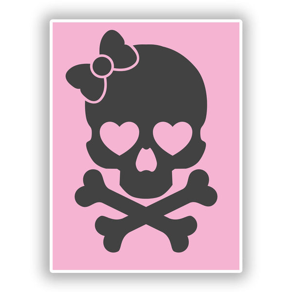 2 x Cute Pink Skull Vinyl Stickers Scary Horror Halloween Creepy #7677