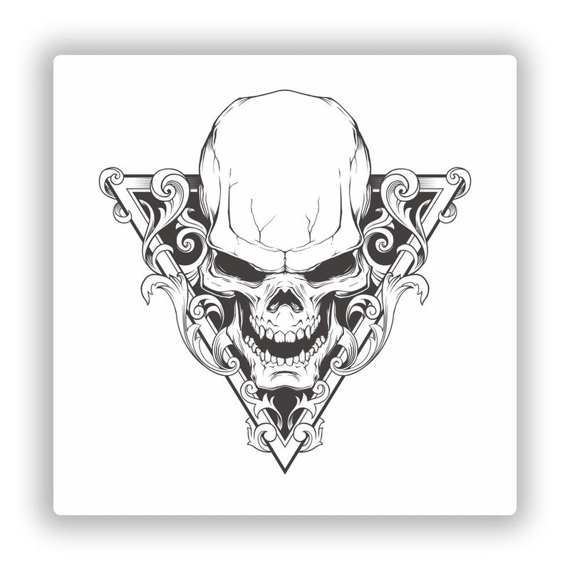 2 x Skull Vinyl Stickers Scary Horror Halloween Creepy