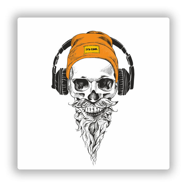 2 x Hipster Skull Vinyl Stickers Scary Horror Halloween Creepy #7690
