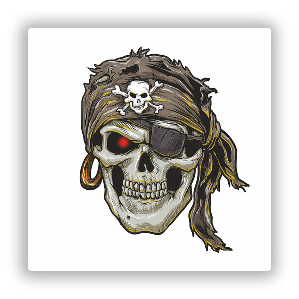 2 x Pirate Skull Vinyl Stickers Scary Horror Halloween Creepy #7693