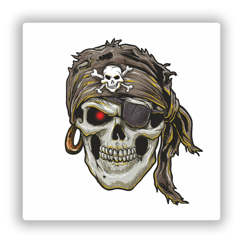 2 x Pirate Skull Vinyl Stickers Scary Horror Halloween Creepy