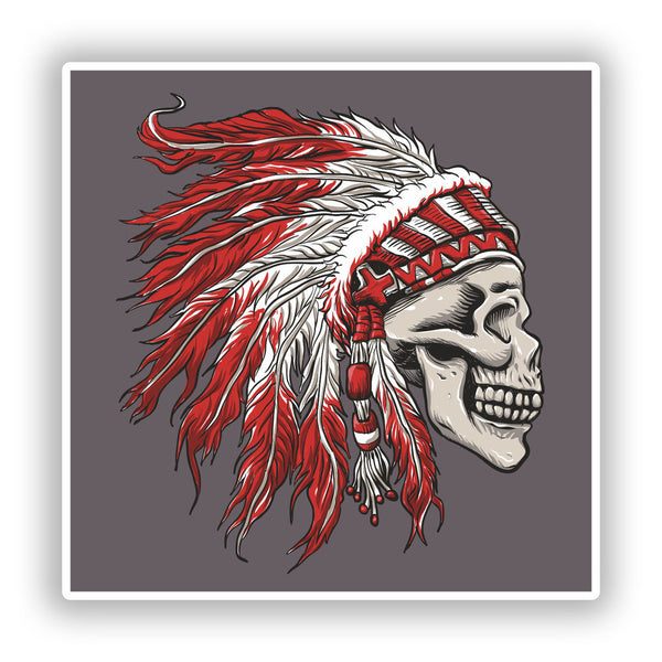 2 x Native American Skull Headdress Vinyl Stickers #7694