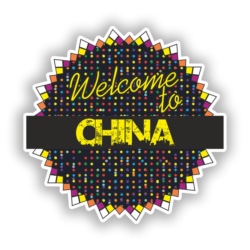 2 x Welcome To China Vinyl Stickers Travel Luggage