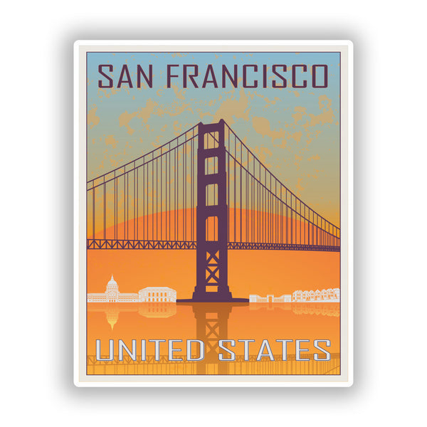 2 x San Francisco USA Vinyl Stickers Travel Luggage #7973