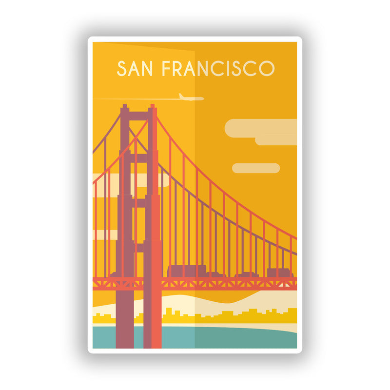 2 x San Francisco USA Vinyl Stickers Travel Luggage