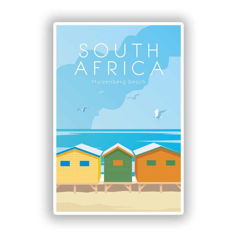 2 x South Africa Muizenberg Beach Vinyl Stickers Travel Luggage