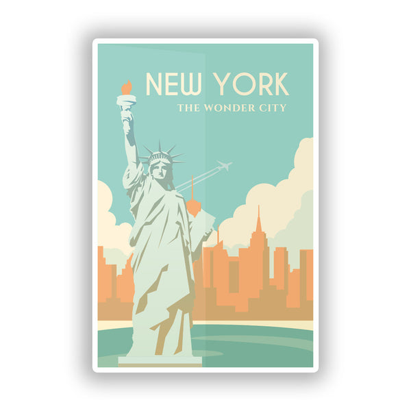 2 x New York Skyline Vinyl Stickers Travel Luggage #7998