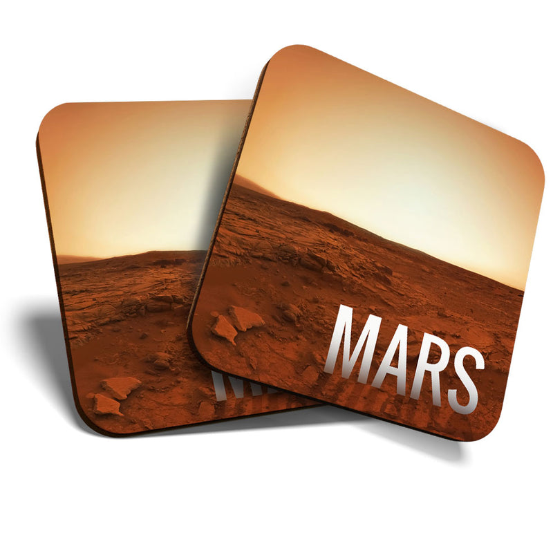 Great Coasters (Set of 2) Square / Glossy Quality Coasters / Tabletop Protection for Any Table Type - Mars Planet Space NASA