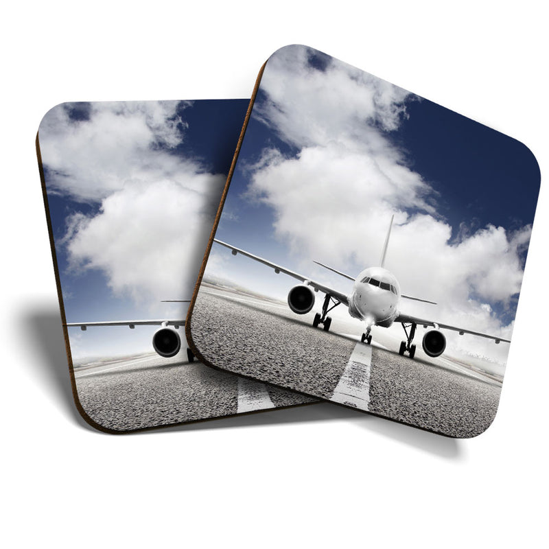 Great Coasters (Set of 2) Square / Glossy Quality Coasters / Tabletop Protection for Any Table Type - Private Jet Airplane Plane Pilot