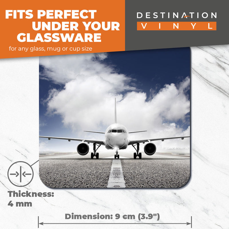 Great Coasters (Set of 2) Square / Glossy Quality Coasters / Tabletop Protection for Any Table Type - Private Jet Airplane Plane Pilot
