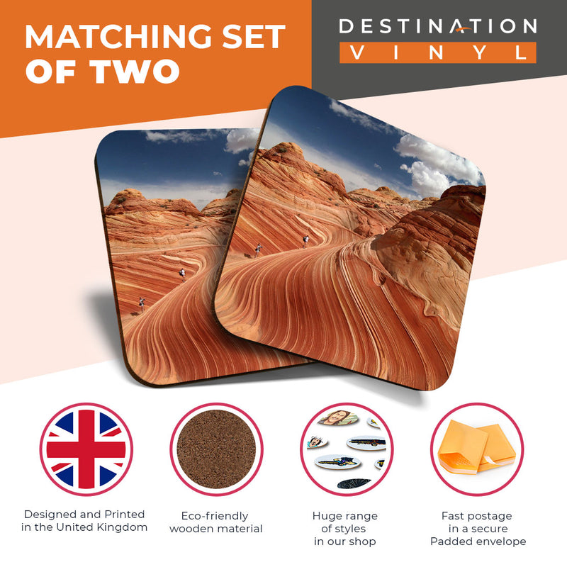 Great Coasters (Set of 2) Square / Glossy Quality Coasters / Tabletop Protection for Any Table Type - Paria Canyon Utah USA America
