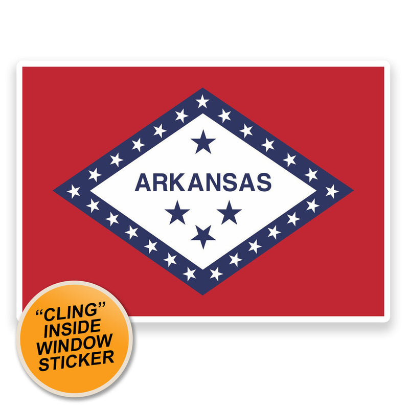 2 x Arkansas Flag WINDOW CLING STICKER Car Van Campervan Glass