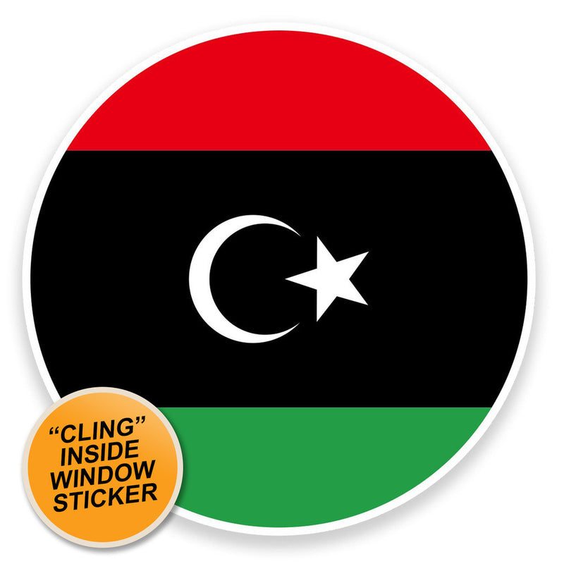 2 x Libya Flag Map WINDOW CLING STICKER Car Van Campervan Glass