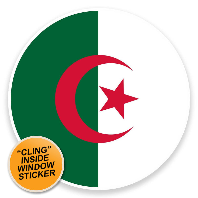 2 x Algeria Flag Map WINDOW CLING STICKER Car Van Campervan Glass