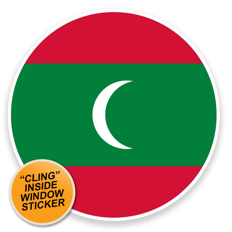 2 x Maldives Flag WINDOW CLING STICKER Car Van Campervan Glass