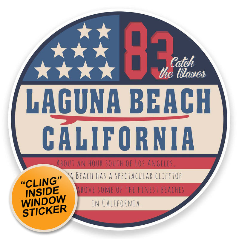 2 x Laguna Beach California USA WINDOW CLING STICKER Car Van Campervan Glass