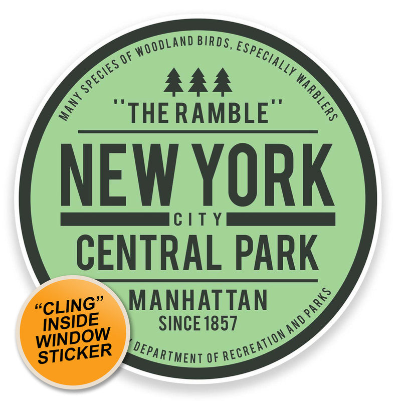 2 x Central Park New York USA WINDOW CLING STICKER Car Van Campervan Glass