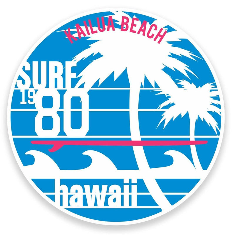 2 x Hawaii Kailua Beach Surf Vinyl Sticker