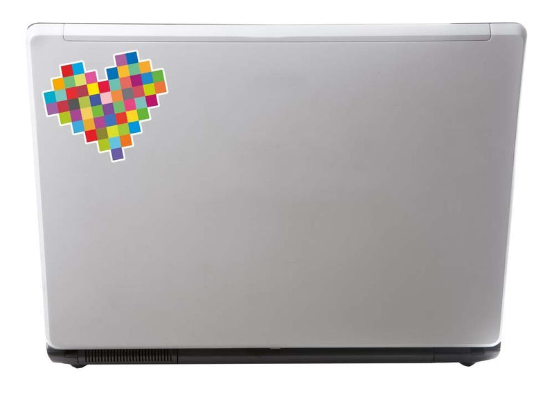 2 x Colourful Pixel Heart Vinyl Sticker