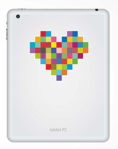 2 x Colourful Pixel Heart Vinyl Sticker