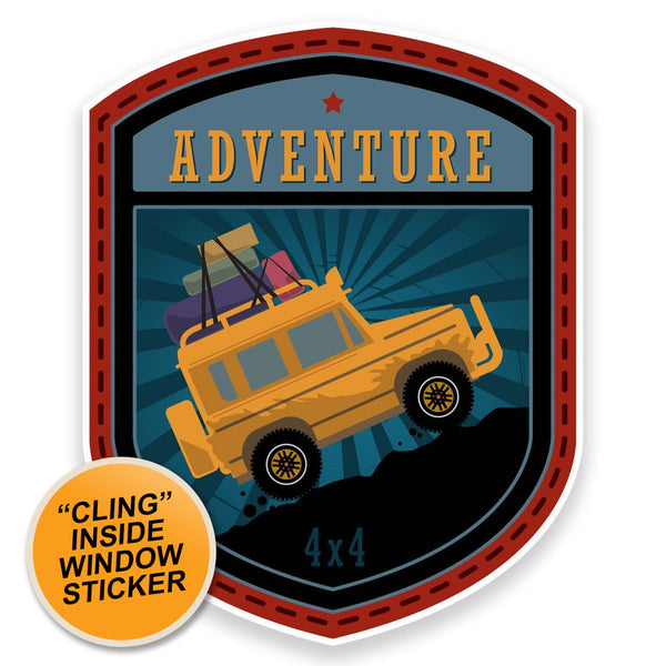 2 x Adventure Off-Roading WINDOW CLING STICKER Car Van Campervan Glass #9181 