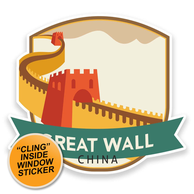 2 x Great Wall of China WINDOW CLING STICKER Car Van Campervan Glass