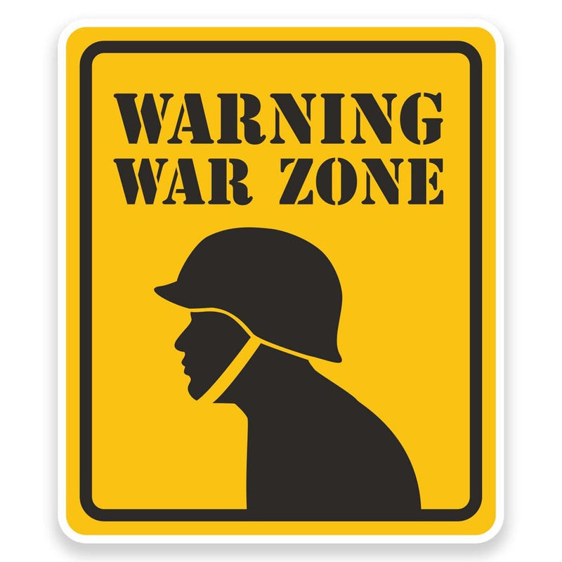 2 x Warning War Zone Vinyl Sticker