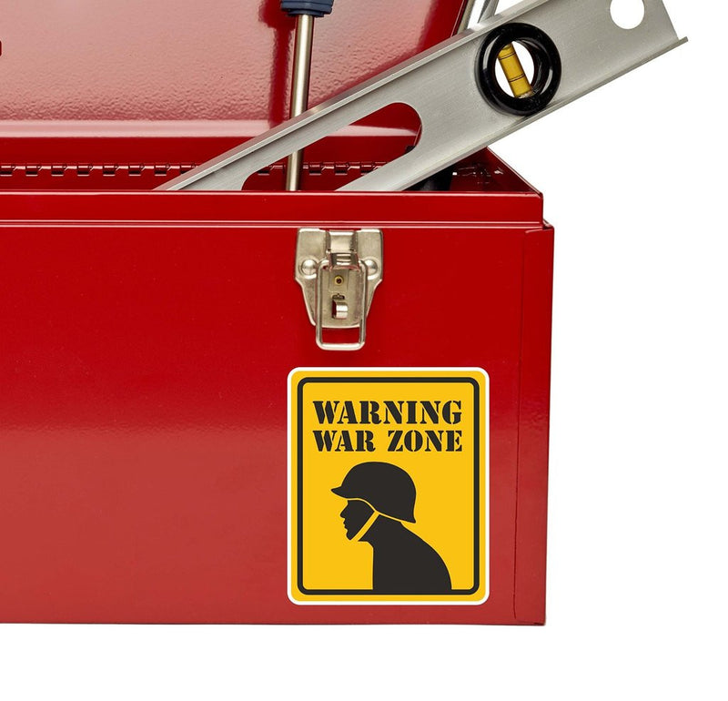 2 x Warning War Zone Vinyl Sticker