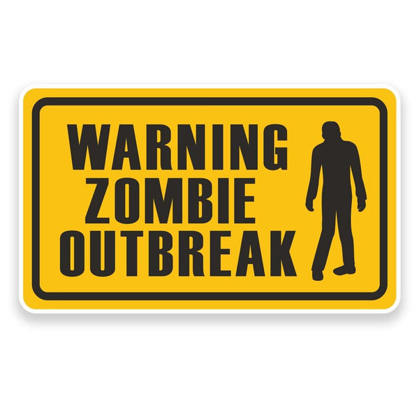2 x Warning Zombie Outbreak Vinyl Sticker  #9223