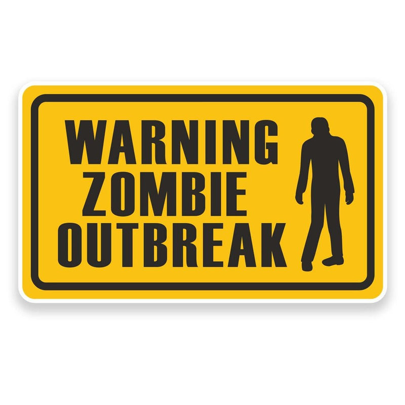 2 x Warning Zombie Outbreak Vinyl Sticker