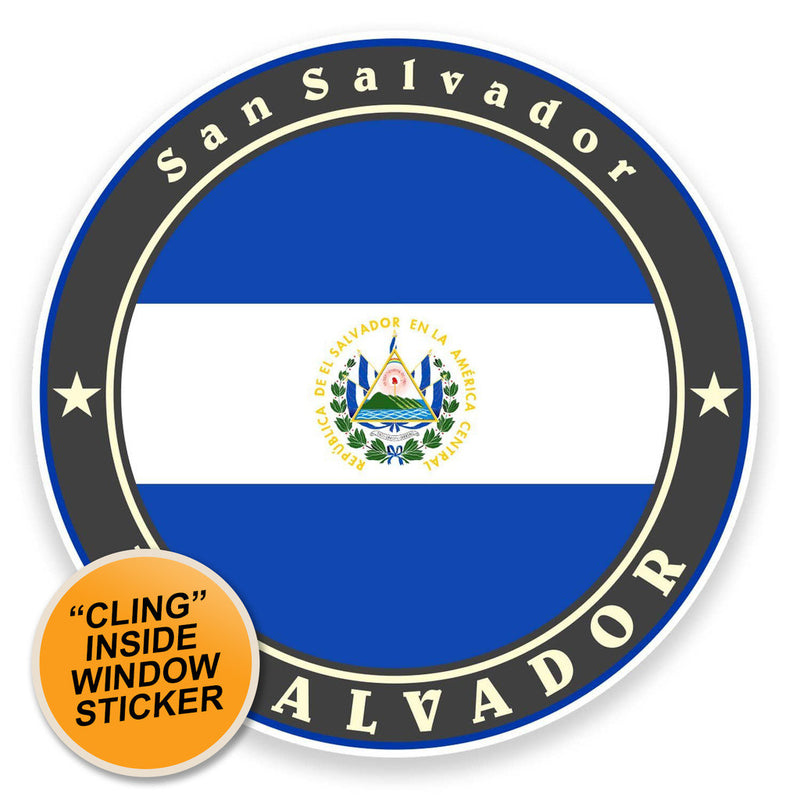 2 x El Salvador Flag WINDOW CLING STICKER Car Van Campervan Glass