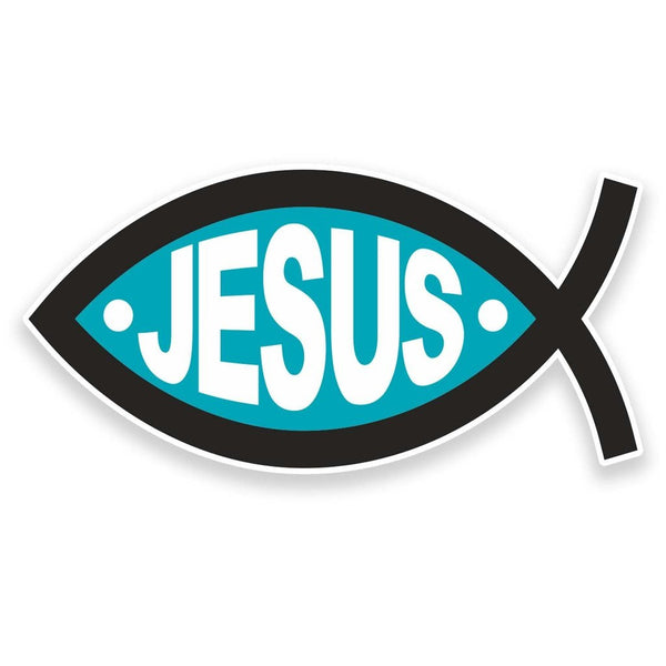 2 x Jesus Fish Vinyl Sticker #9305