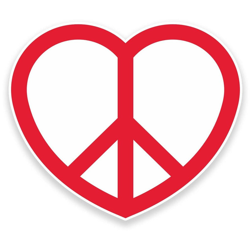 2 x Peace Heart Vinyl Sticker