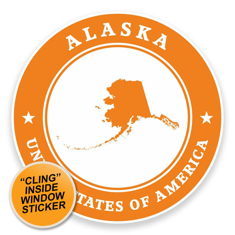 2 x Alaska USA WINDOW CLING STICKER Car Van Campervan Glass