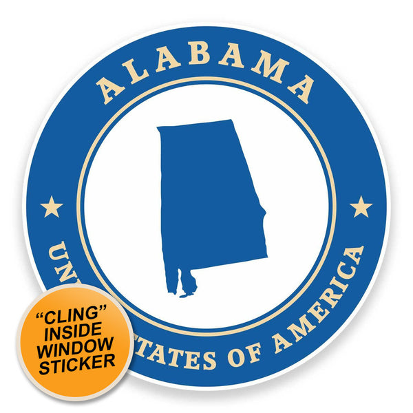2 x Alabama USA WINDOW CLING STICKER Car Van Campervan Glass #9361 