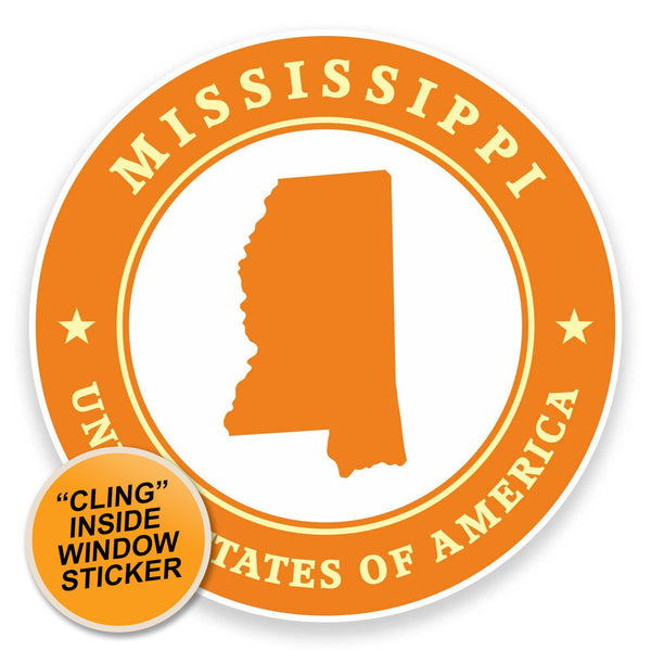 2 x Mississippi USA WINDOW CLING STICKER Car Van Campervan Glass #9404 