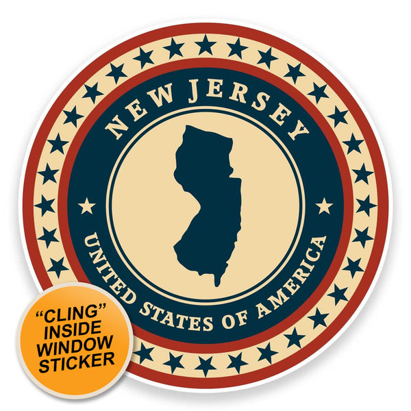 2 x New Jersey USA WINDOW CLING STICKER Car Van Campervan Glass #9408 