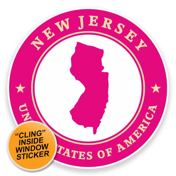 2 x New Jersey USA WINDOW CLING STICKER Car Van Campervan Glass #9410 