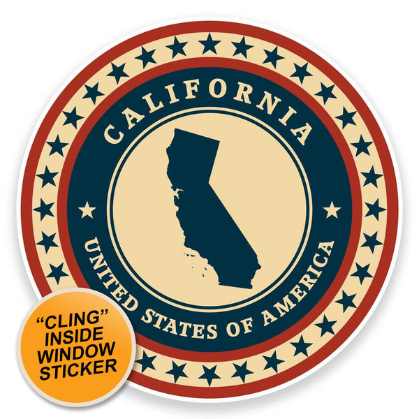 2 x California USA WINDOW CLING STICKER Car Van Campervan Glass #9411 